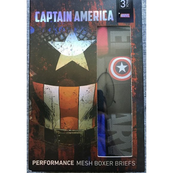 marvel Captain America Performance Boxer Briefs 3 Pack Red Blue Avengers mCU - Picture 5 of 6